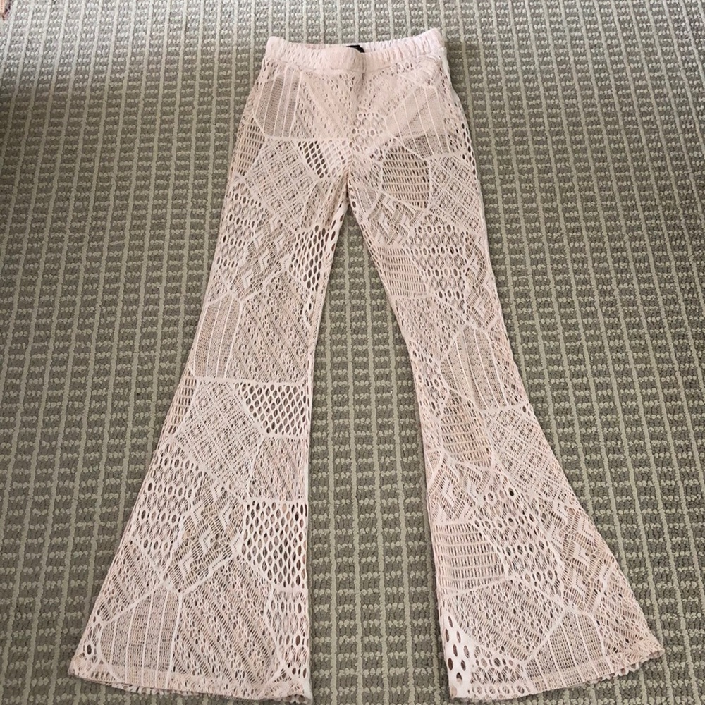Lace cream pants
